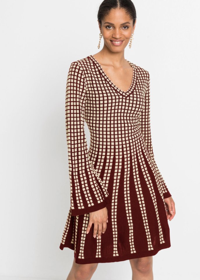 Strickkleid mit Plissee-Optik