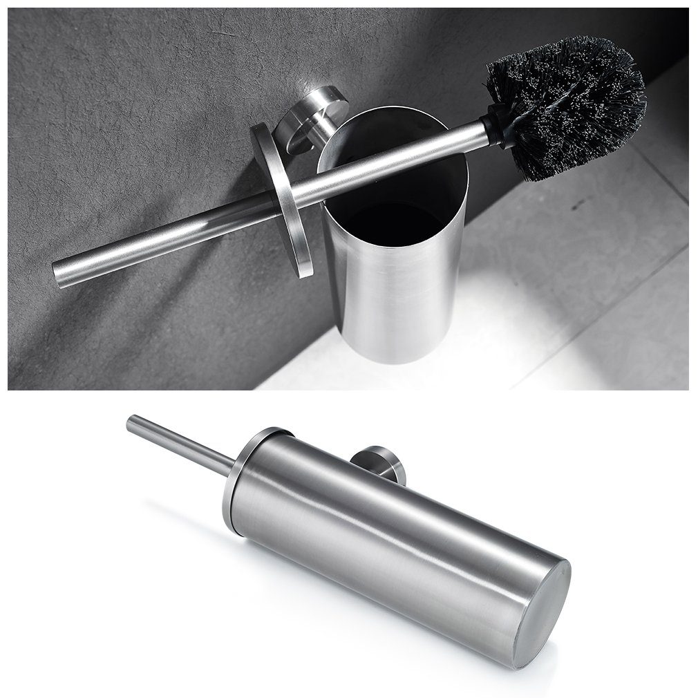Auralum WC-Garnitur Edelstahl Toilettenbürste WC-Bürstenhalter Garnitur Wandhalter Bürste, Wandhalter Bürste Klobürste mit Wandbefestigung