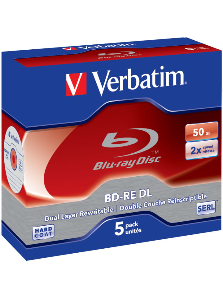 COFI 1453 Verbatim BD-RE DL 50GB/1-2x Jewelcase (5 Disc) in Mehrfarbig günstig kaufen onesize