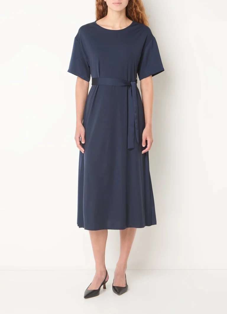 Abito tunica midi MaxMara Jordan in misto lyocell con cintura da annodare