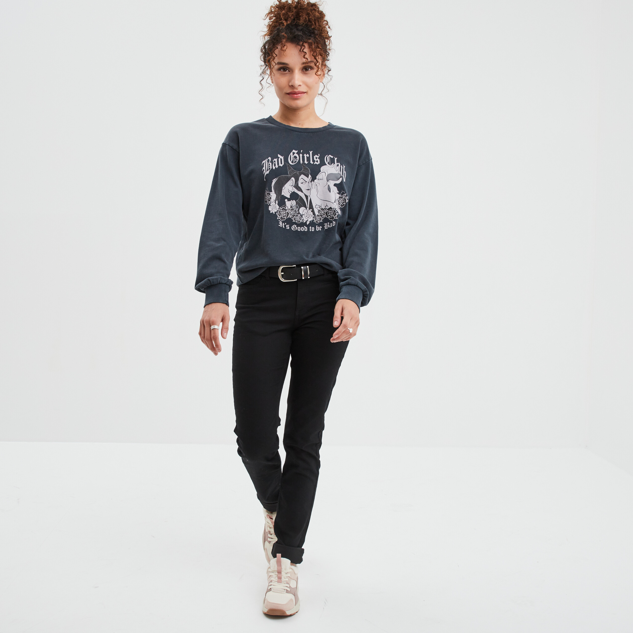 Sweat col rond coton Vilaines DS noir femme | La Halle