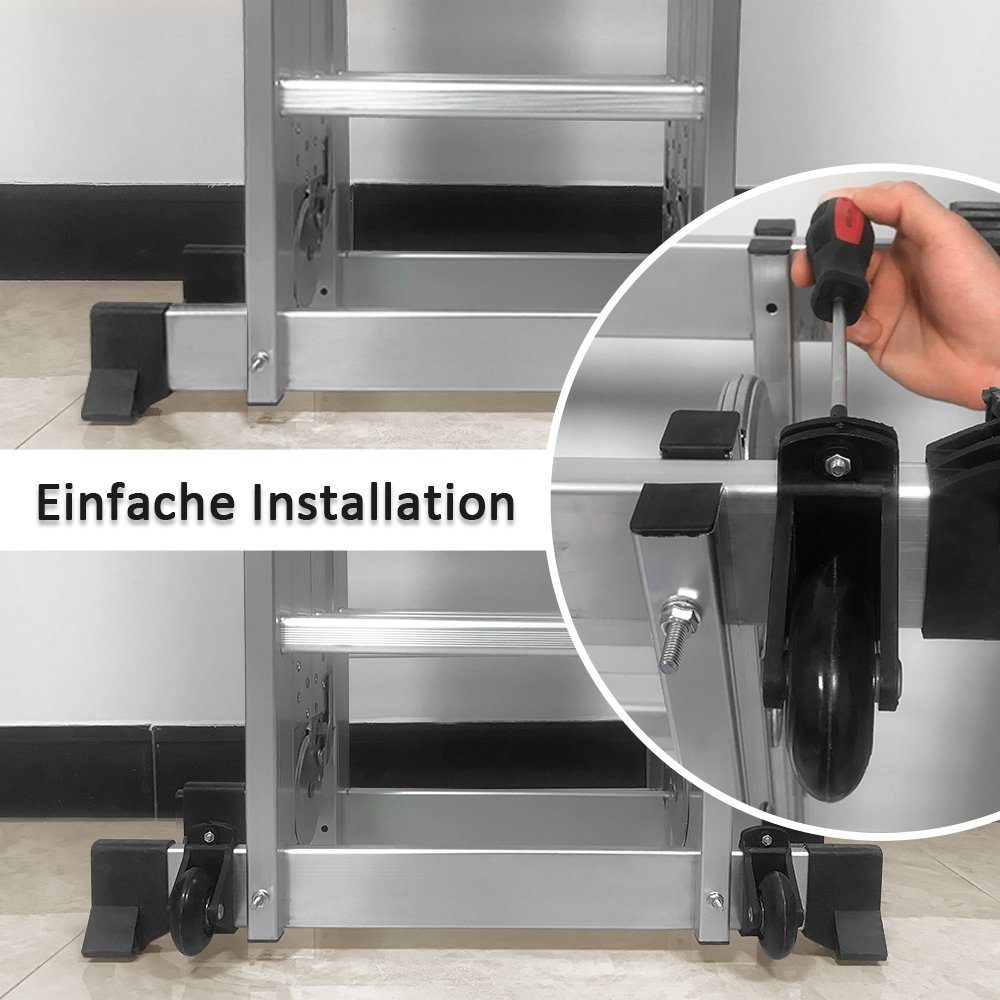 AUFUN Vielzweckleiter gerüst, 6 in 1 Klappleiter, bis 150 kg Belastbar