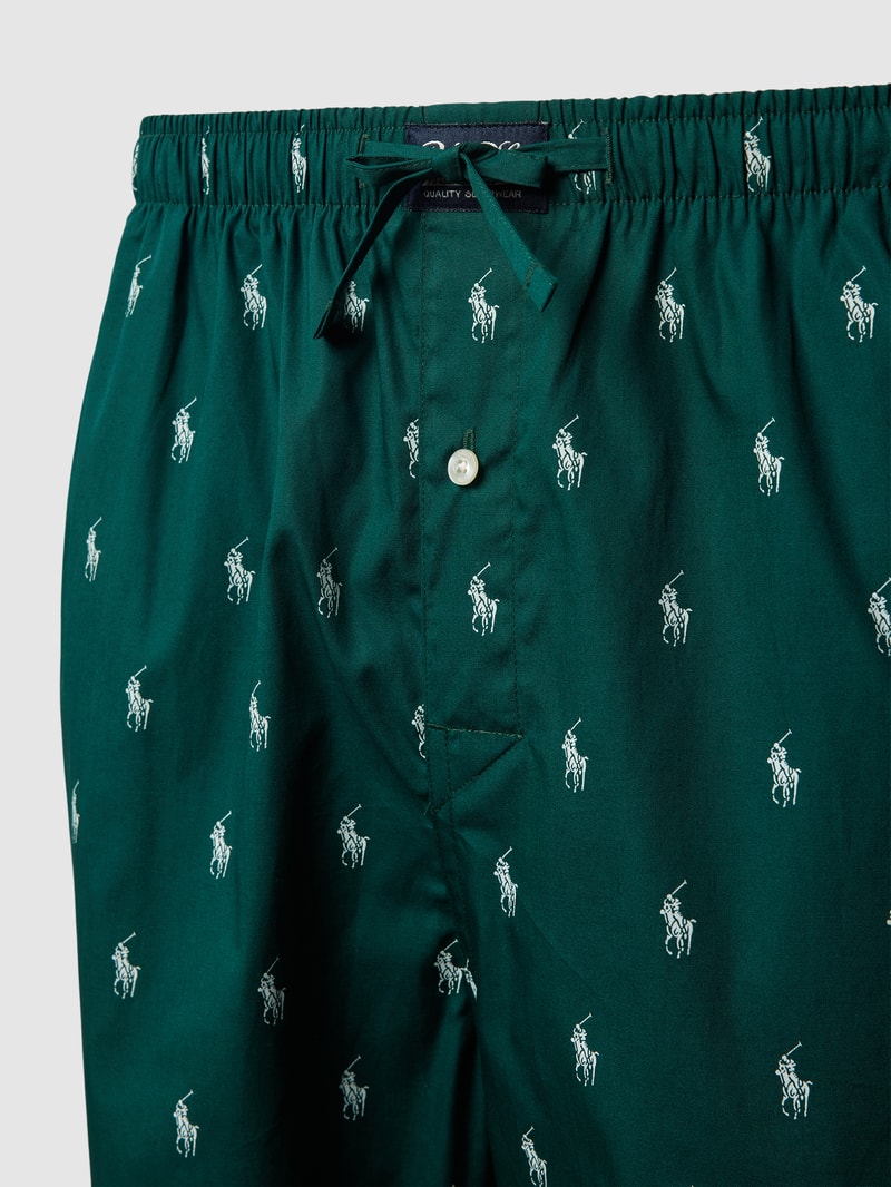 Pyjama-Hose mit Logo-Muster in dunkelgrün