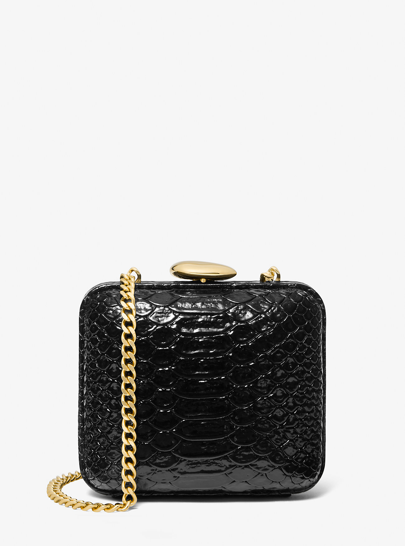 Tina Mini Python Preget Skinn Minaudière - SVART