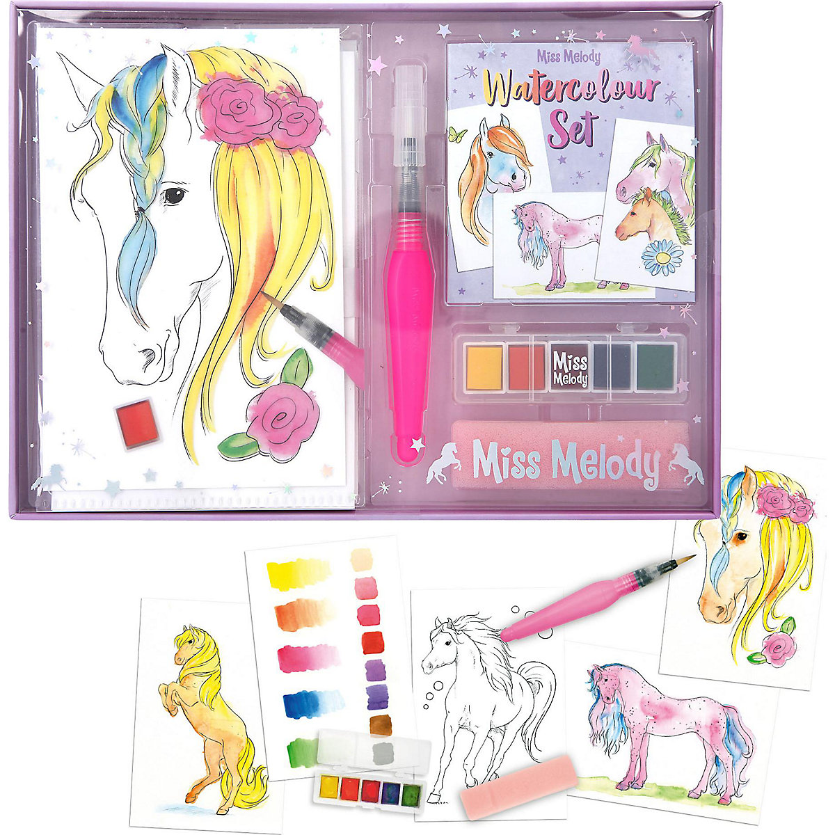 Miss Melody Water Colour Set, inkl. Farben, Pinsel & Schwamm