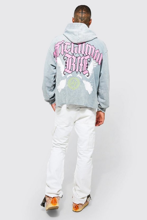 Kastiger Oversize Hoodie mit Acid-Waschung