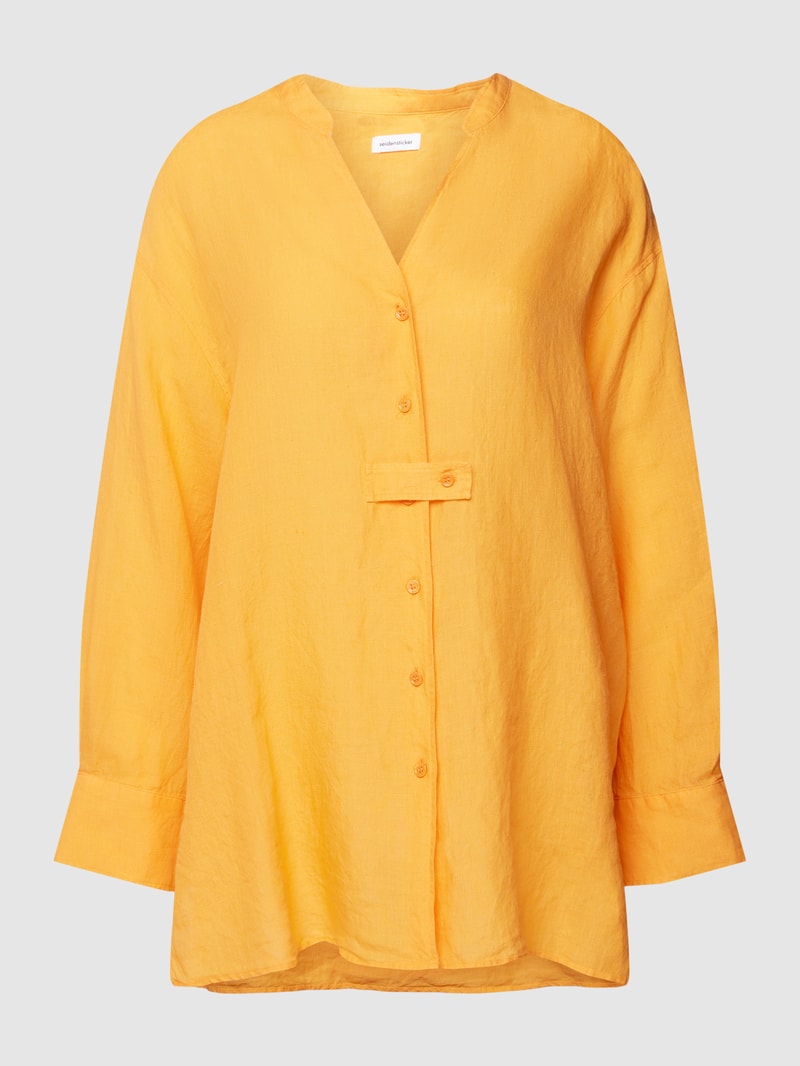 Longbluse aus reinem Leinen in orange