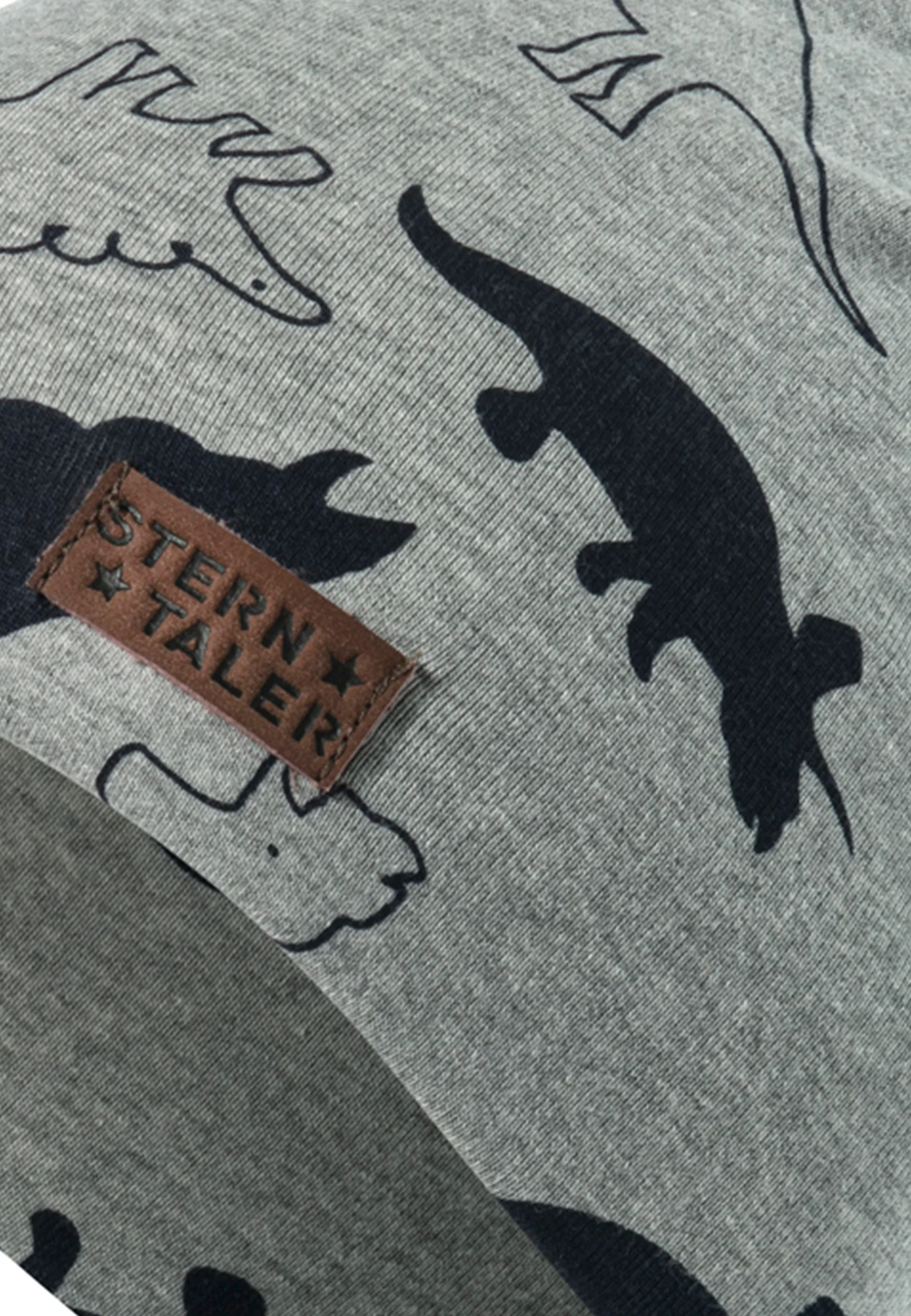 Slouch-Beanie in Silbergrau mit Dinosauriern