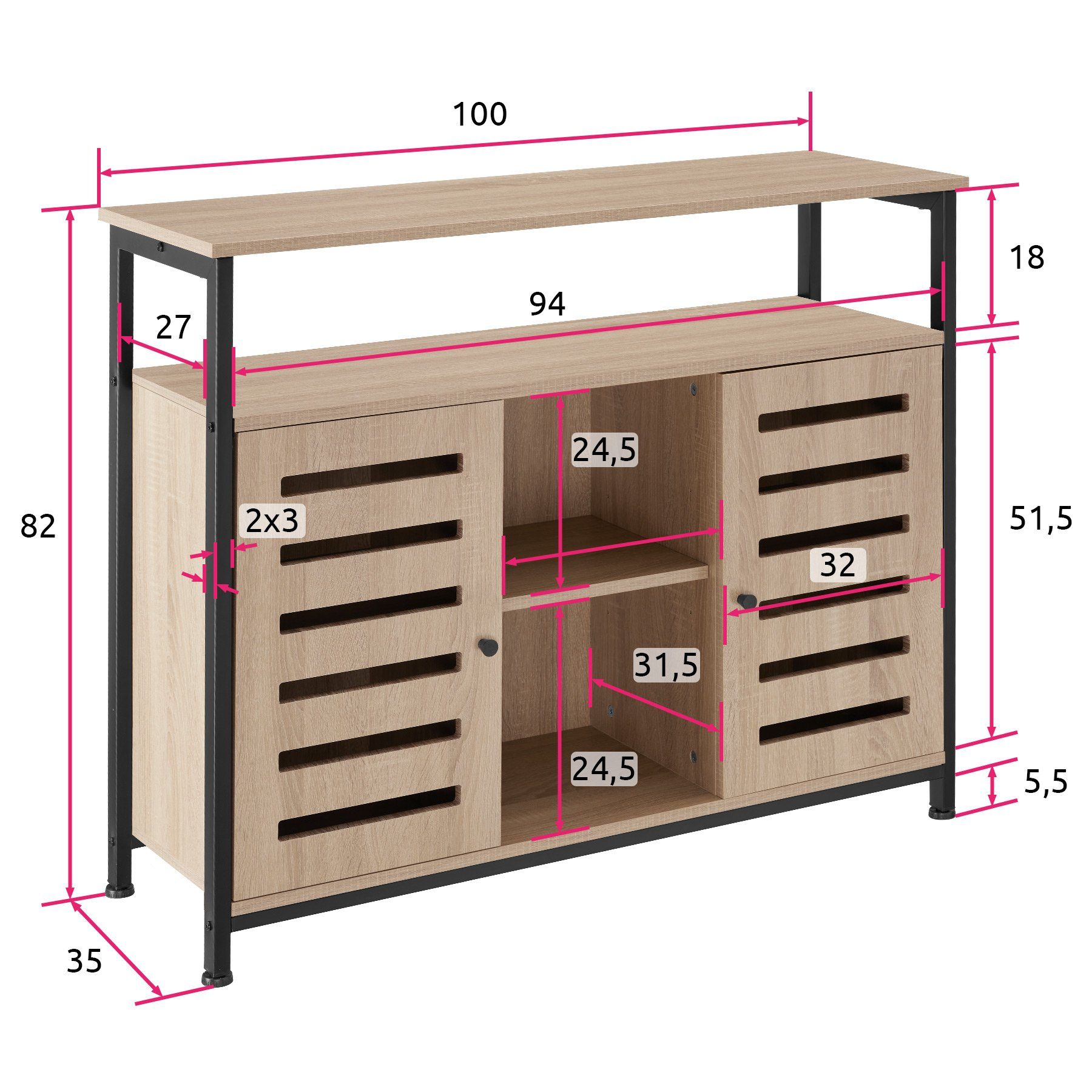 tectake Lowboard Warrington (Sideboard, Montagematerial, Montageanleitung)