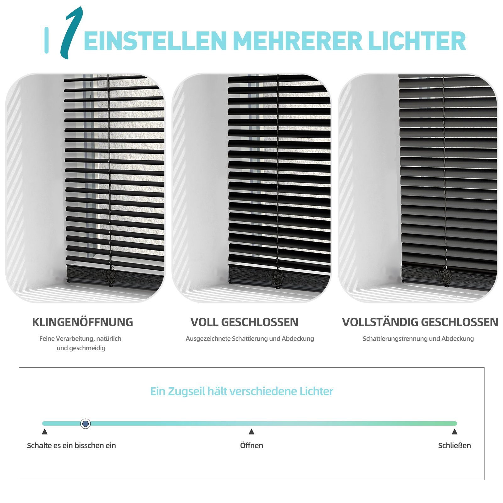 Jalousie Aluminium-Jalousie ohne Bohren, Klemmfix-Jalousie für fenster, Sekey, freihängend, 25mm Alu-Lamellen, mit Bohren, inklusive Montagematerial