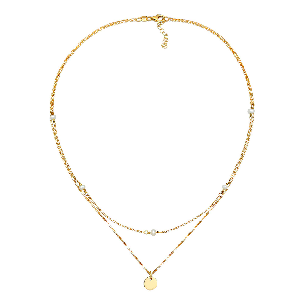 Elli Elli Collier Pendentif plaque de couche pour femme avec perle d'eau douce en arge collier