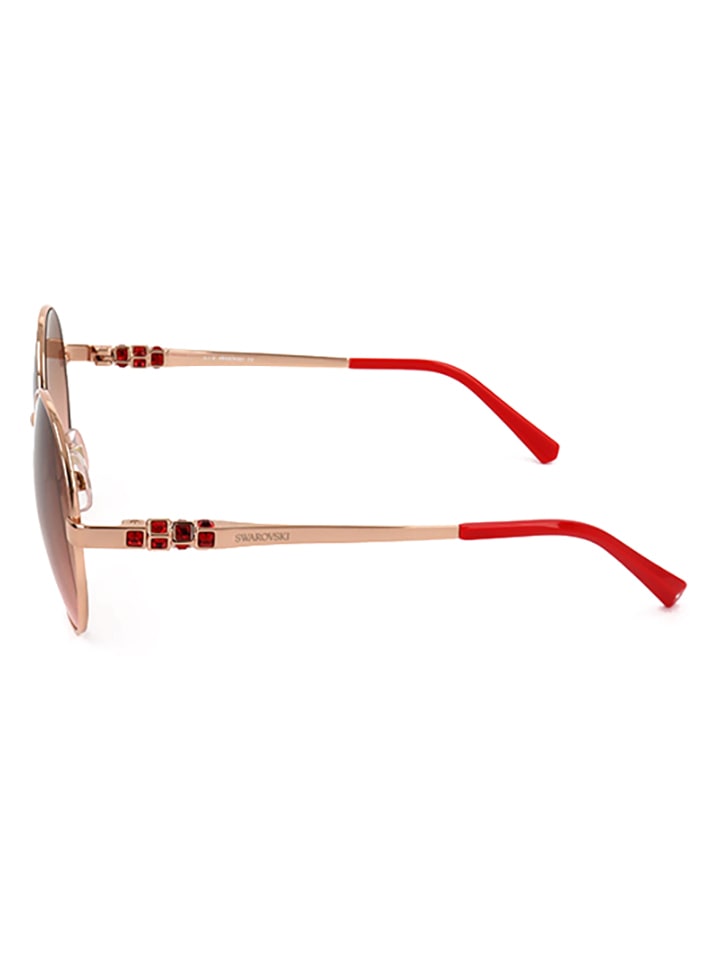 Swarovski Damen-Sonnenbrille in Roségold-Rot/ Braun günstig kaufen 55