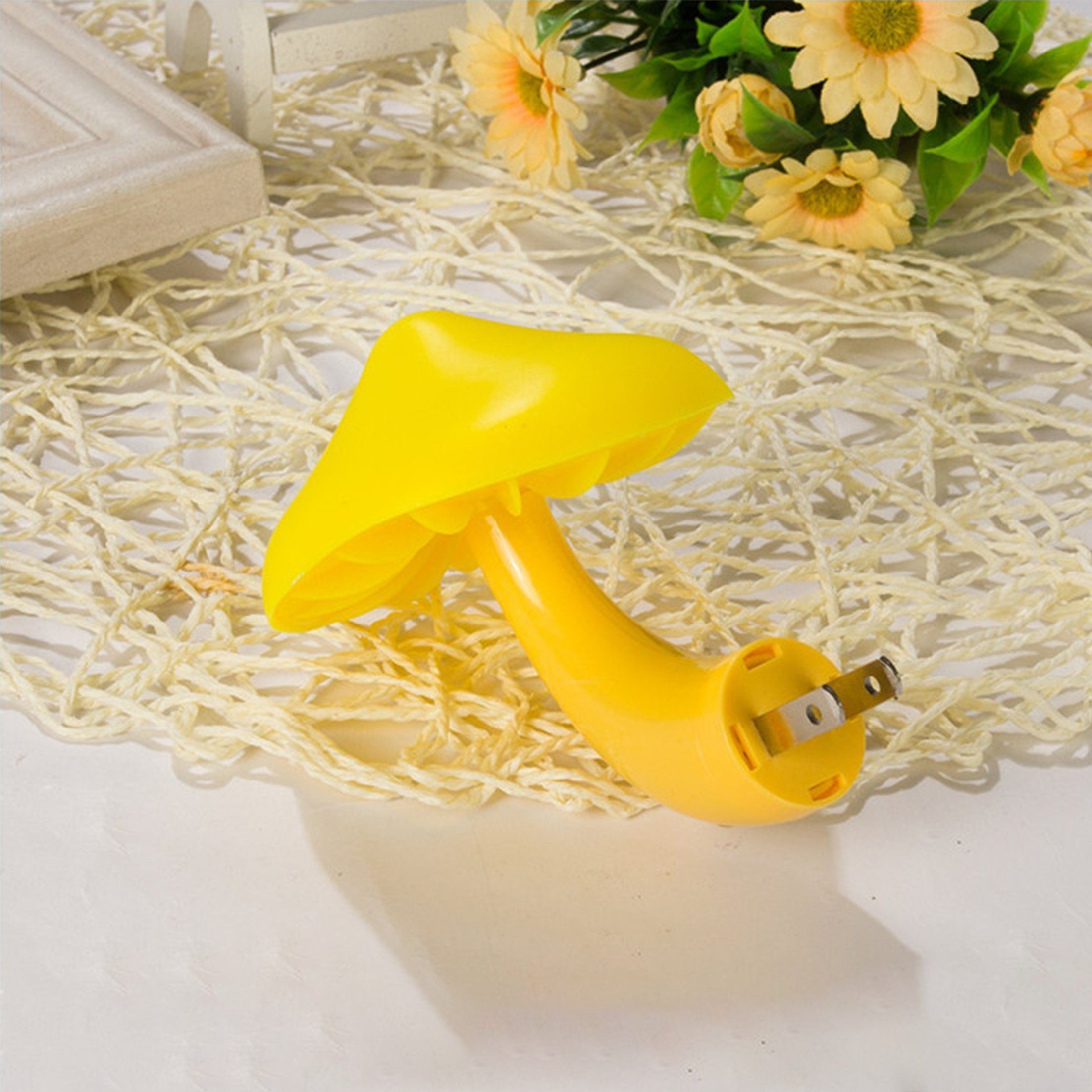 LANOR Pilz-Nachtlicht,LED-Sockelleuchte,lichtgesteuertes Nachtlicht,gelb Smarte Lampe