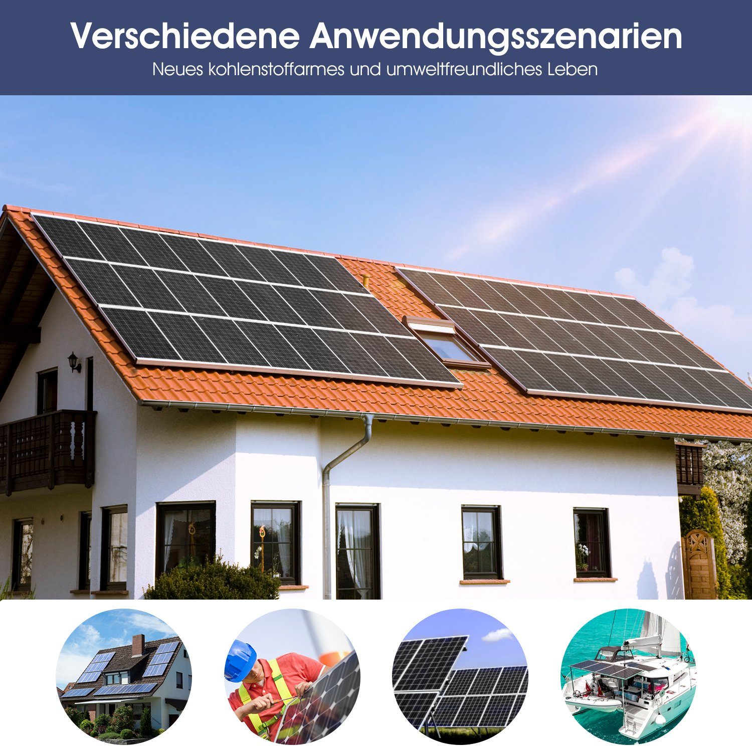 iscooter Solarmodul 100W 12V Solarpanel Ladegerät Kit mit 100A Solarladegerät IP65, Laderegler Photovoltaikanlagen Solarbetriebene für Caravan Camper Boot