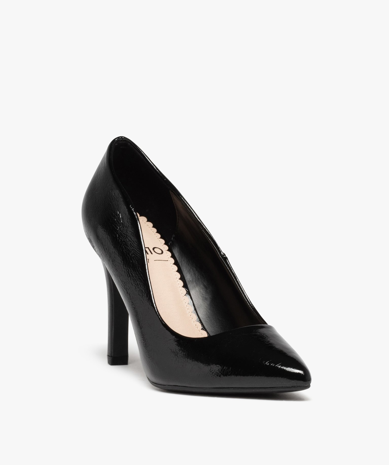 Escarpins femme vernis à talon aiguille et bout pointu noir | GEMO