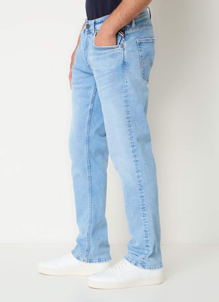 Calça jeans Replay Grover de corte reto com lavagem clara
