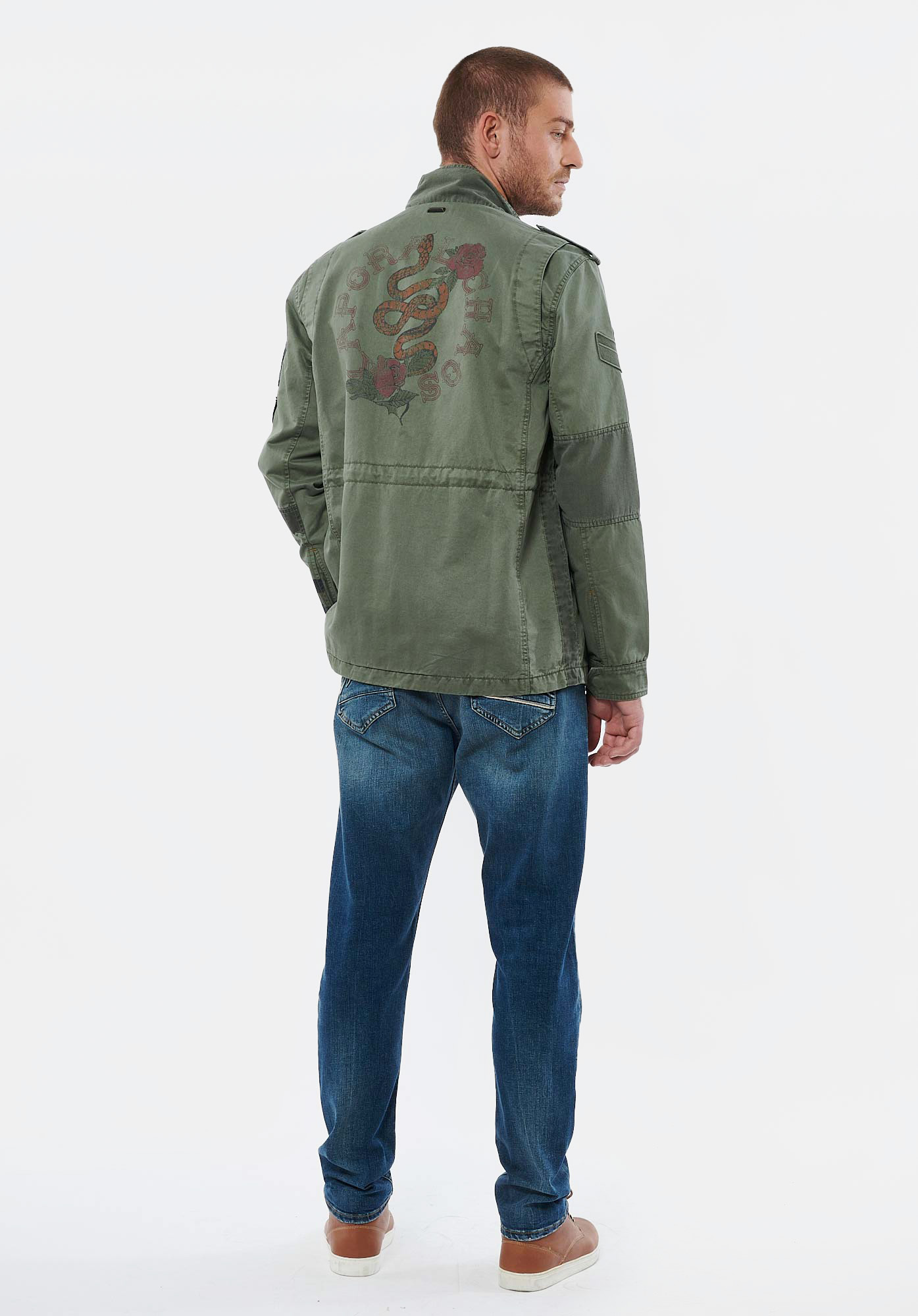 CATCH  Veste saharienne kaki homme en 100% coton