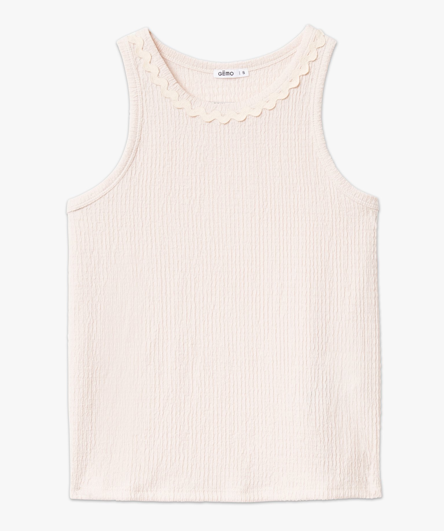 Débardeur en maille extensible texturée femme ecru | GEMO