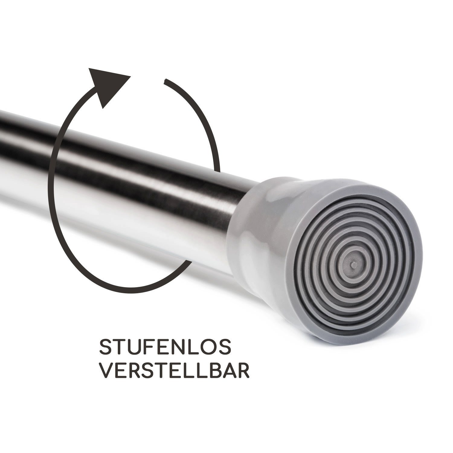 Vorhangstange Stamina L Teleskopstange Duschvorhang 110-200cm rutschfest, Blumfedt, Ø 35 mm, 1-läufig, ausziehbar, ohne Bohren, Metall