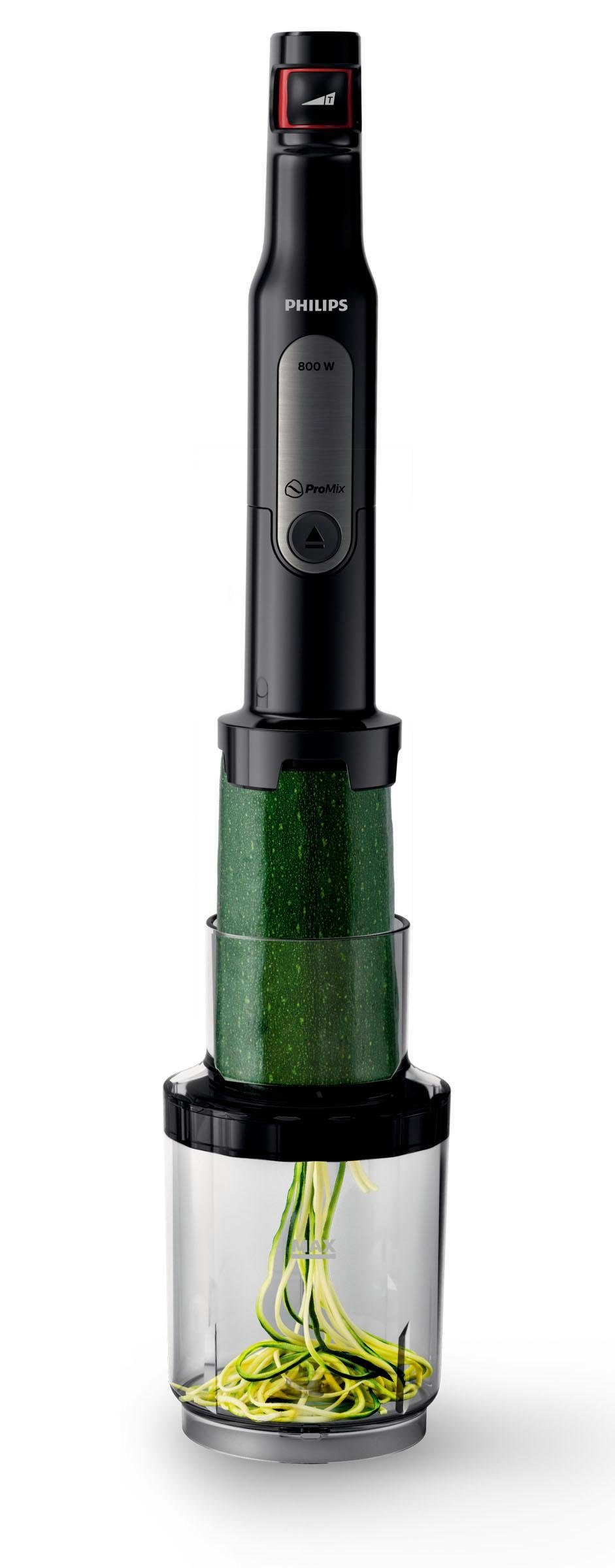 Philips Stabmixer HR2657/90 Viva, 800 W, inkl. 2-in-1 Togo Trinkflasche, Spiralschneider, Schneebesenaufsatz