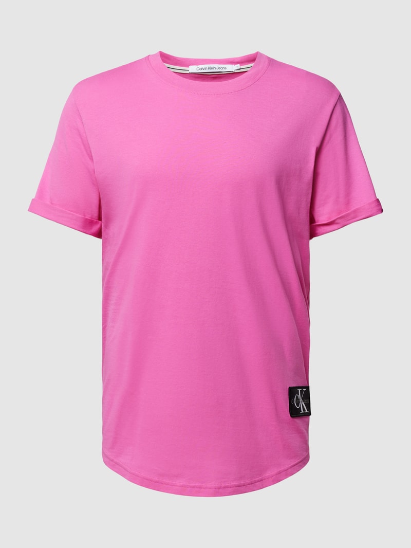 T-Shirt mit Label-Patch in pink