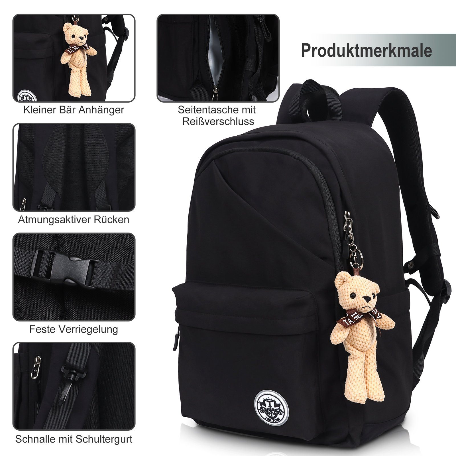 TAN.TOMI Freizeitrucksack Rucksack Teenager mädchen Schulranzen Jungen Schulrucksack Schultasche, Große Fassungsvermögen Modisch Rucksack Mädchen für Schule oder Reisen