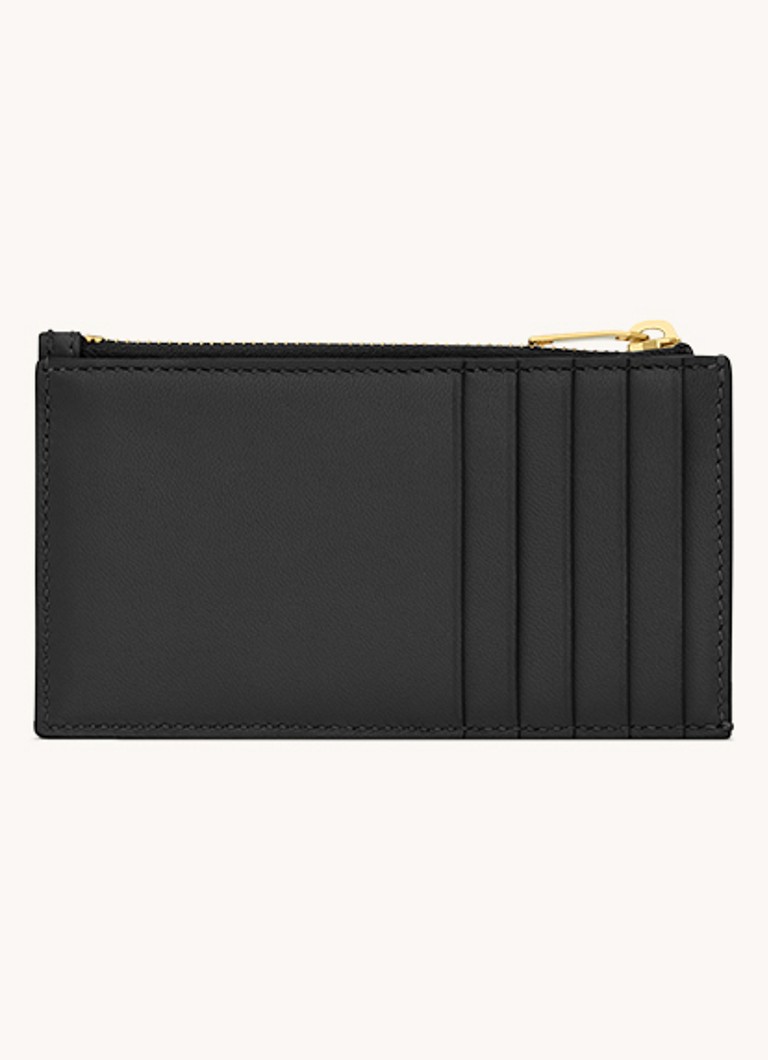 Suport pentru carduri din piele de miel matlasată Saint Laurent Cassandre