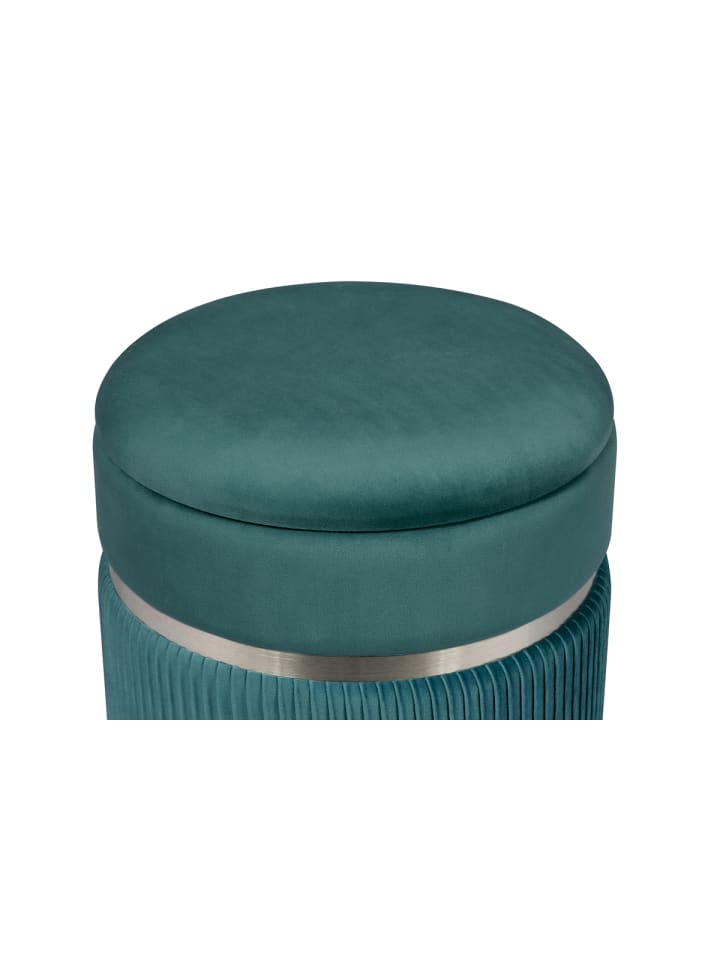 Kayoom 2tlg. Set Hocker Rozelle in Petrol / Silber günstig kaufen onesize