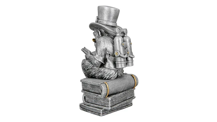 Casablanca Steampunk Poly Skulptur Reading Ape H=23cm silberfarben