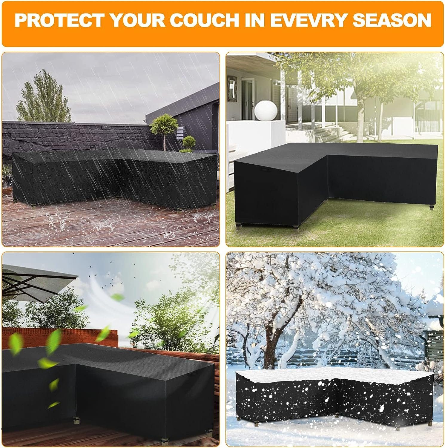 BlingBin Gartenmöbel-Schutzhülle Gartenmöbel Abdeckung L-Form für Gartenmöbel Schutzhülle, Abdeckplane, Outdoor Patio Garten, Lounge Set Staubschutzhüllen