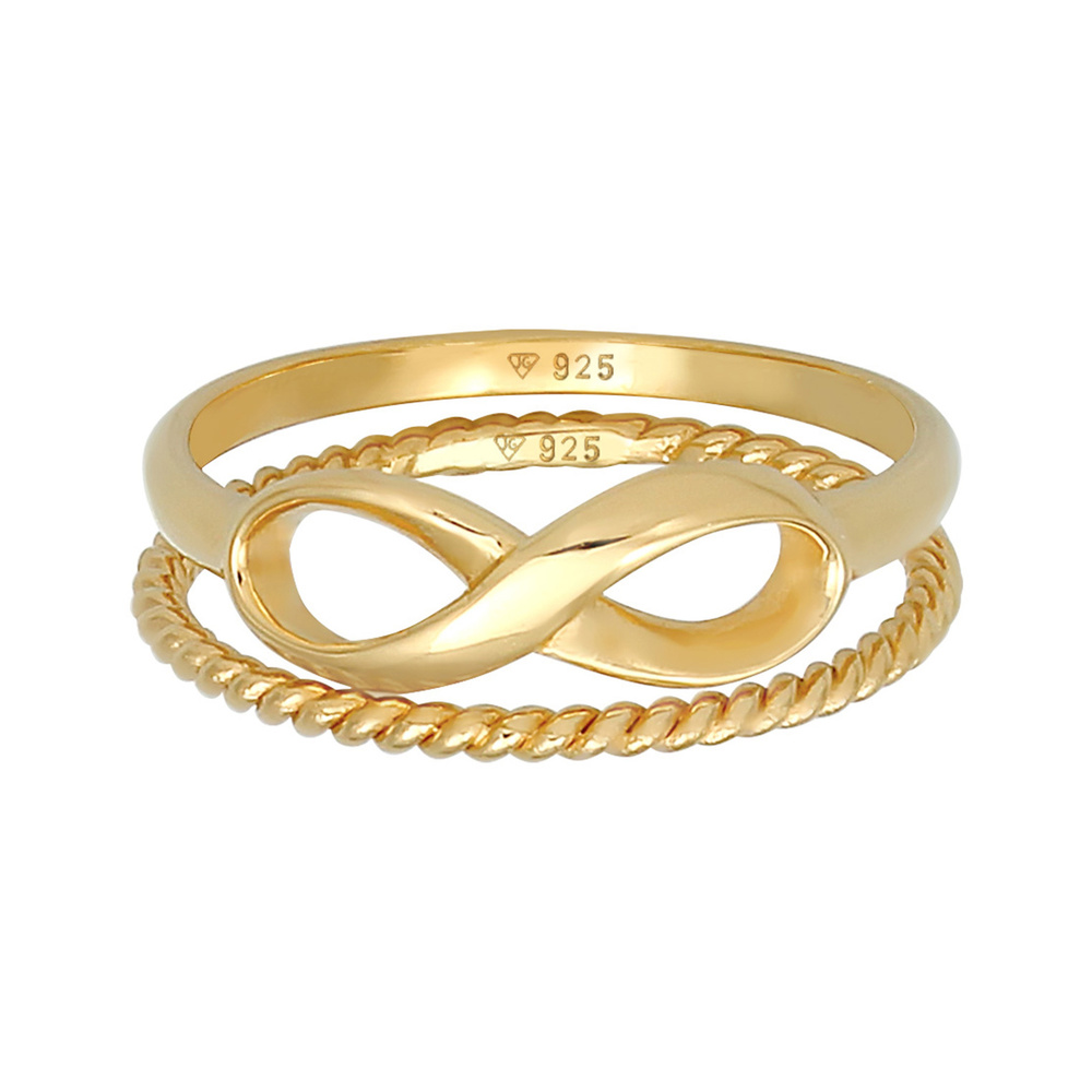 Elli Elli Bague Bague superposée pour femme Duo Infinity Twisted Basic Trend Blogger e Bague