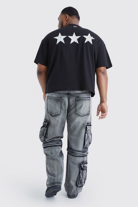Plus lockere Cargo-Jeans mit Reißverschluss