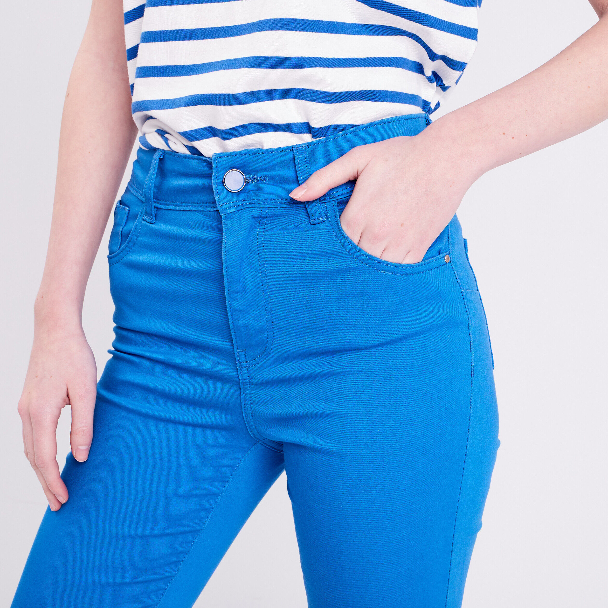 Pantalon slim push up 7/8ème bleu roi femme | Cache Cache