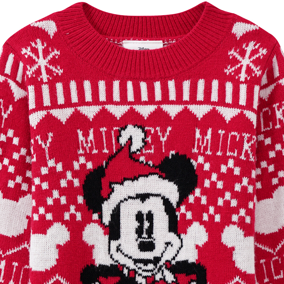Micky Maus Weihnachtsstrickpullover rot / weiss