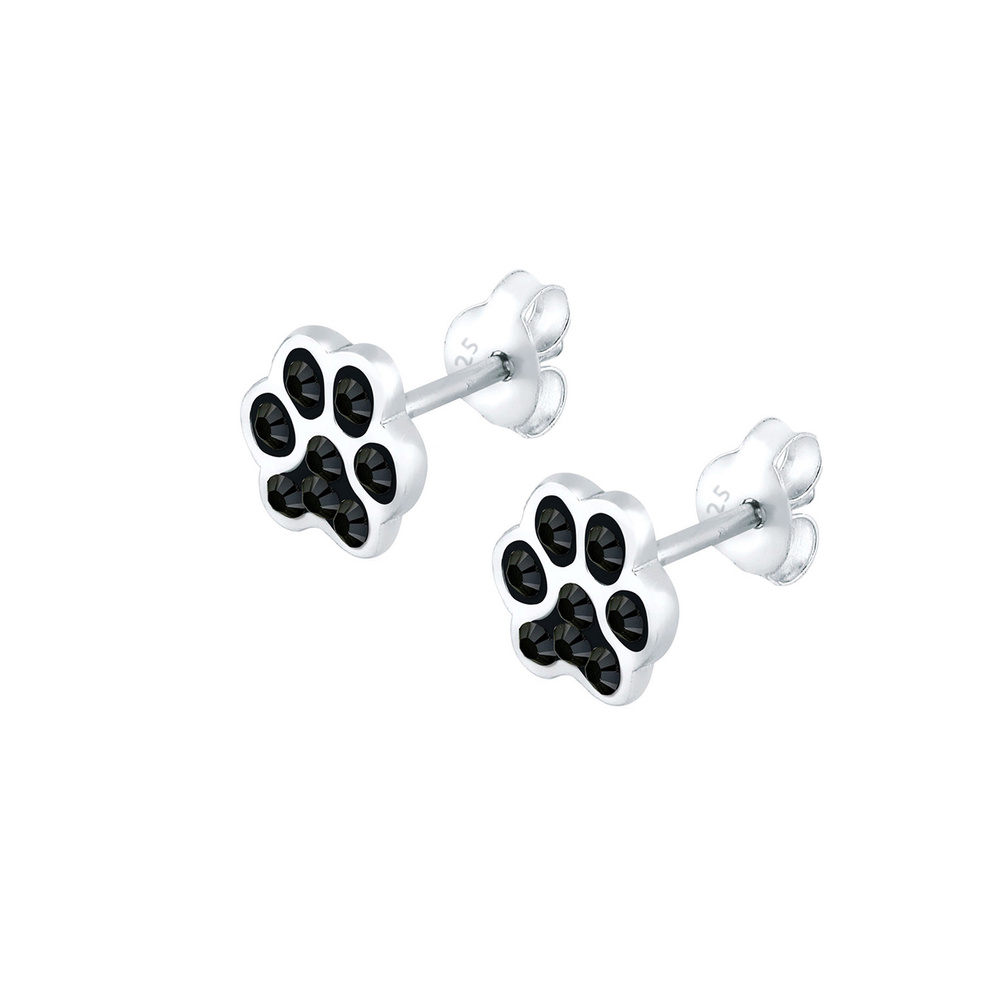 Elli Elli Boucles d'Oreilles Femmes Clous d'oreilles Patte Chien Chat avec Cristaux en Boucles d'oreilles