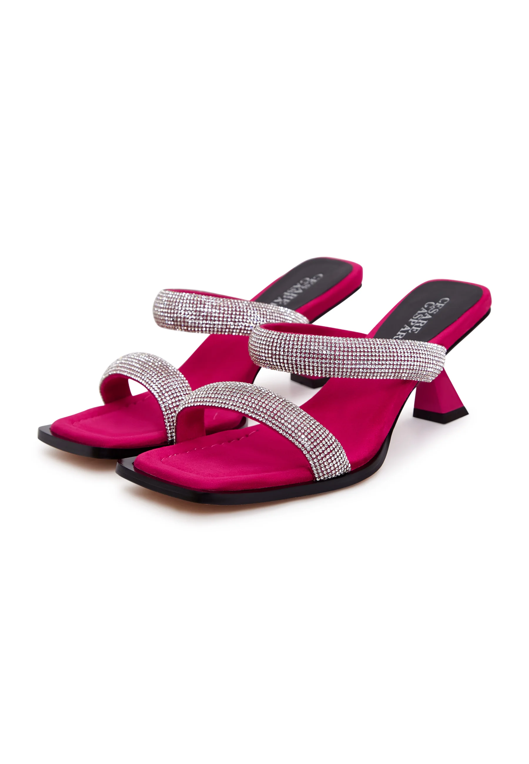 Cesare Gaspari 1663 - Sandalias de tacón alto con joya de Cesare Gaspari Sandalias de tacón alto con joya de ante - Sandalias - Cesare Gaspari - Pantuflas