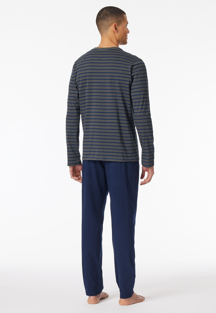 Schlafanzug lang Streifen anthrazit - Casual Essentials