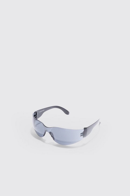 Rahmenlose Plastik-Sonnenbrille in Schwarz