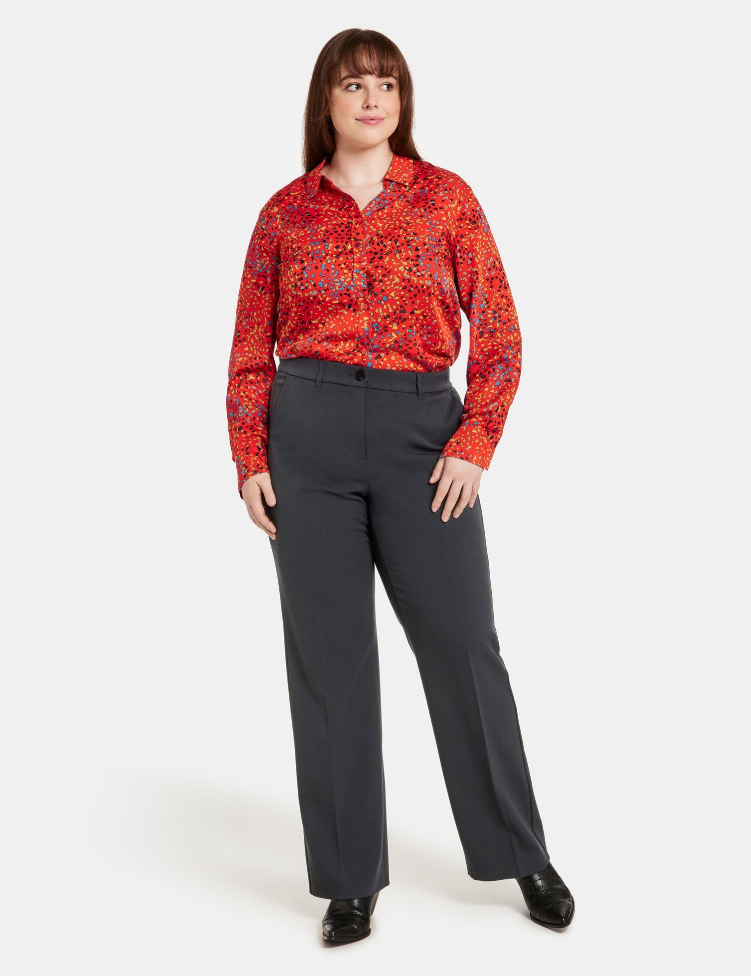 Samoon Stoffhose Gepflegte Hose mit weitem Bein Greta