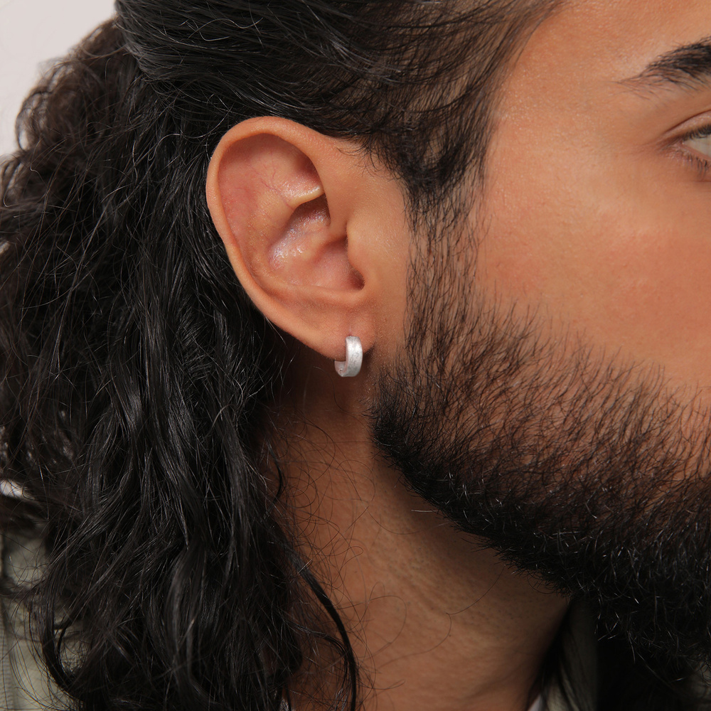 KUZZOI KUZZOI Boucles d'Oreilles Mens Creoles Matt Trend Robust en argent sterling 925 p Boucles d'oreilles