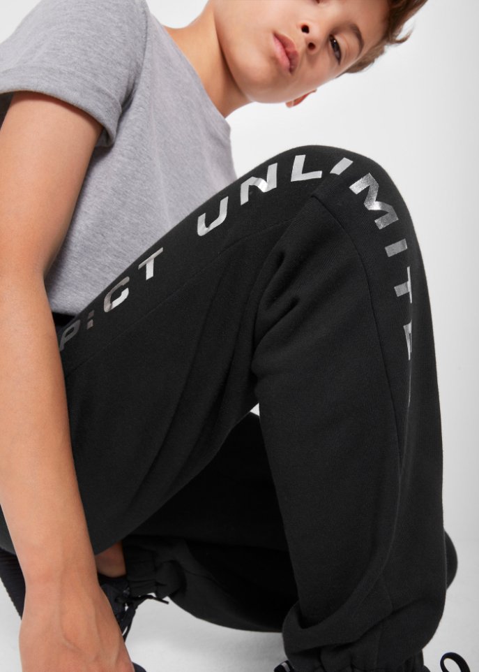 Jungen Sweathose mit Silberdruck, Slim Fit