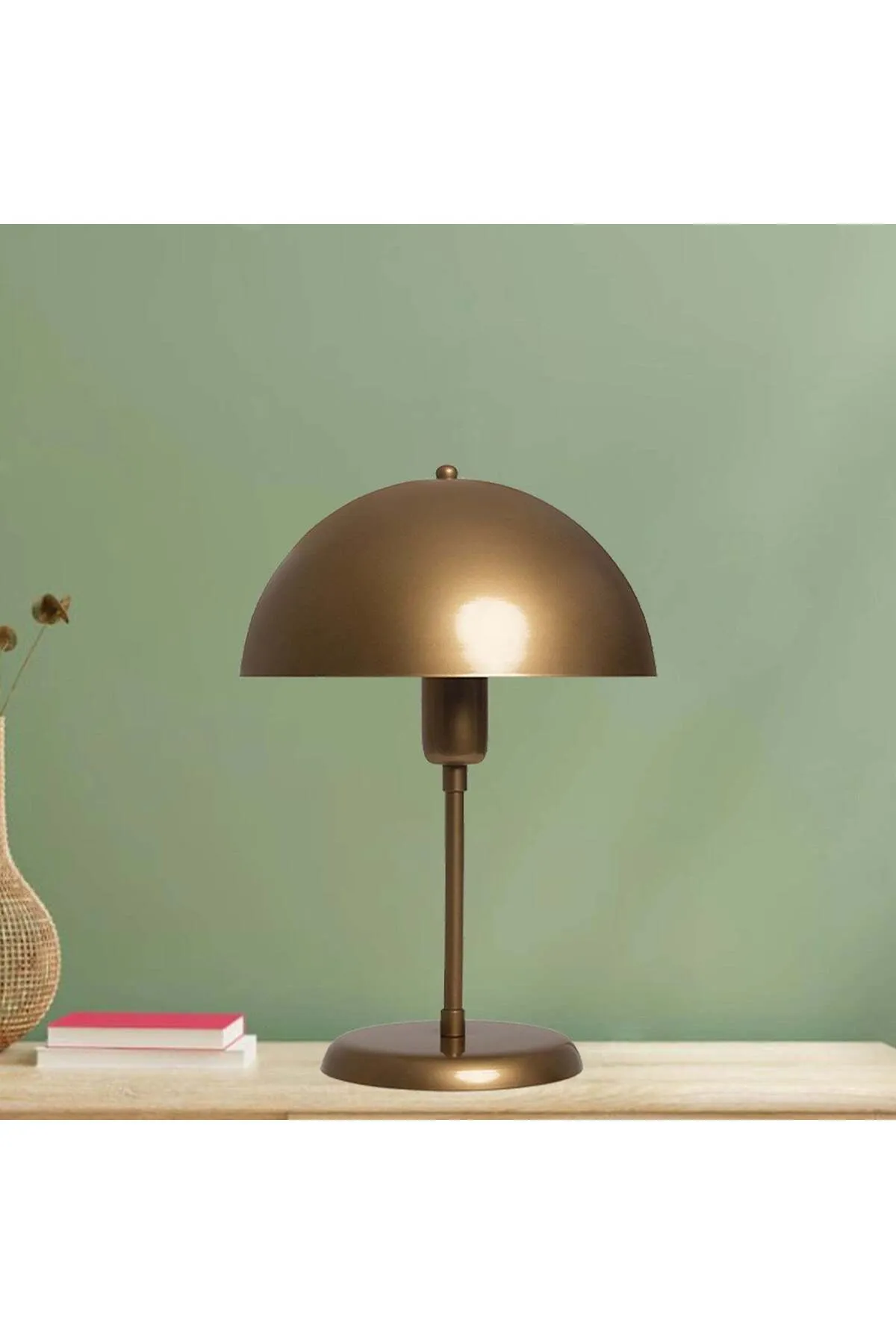 Bamyum  Lipeo Kleine Tischlampe 30cm, Pilz Lampe Metall, Antike Kupfer Lampe