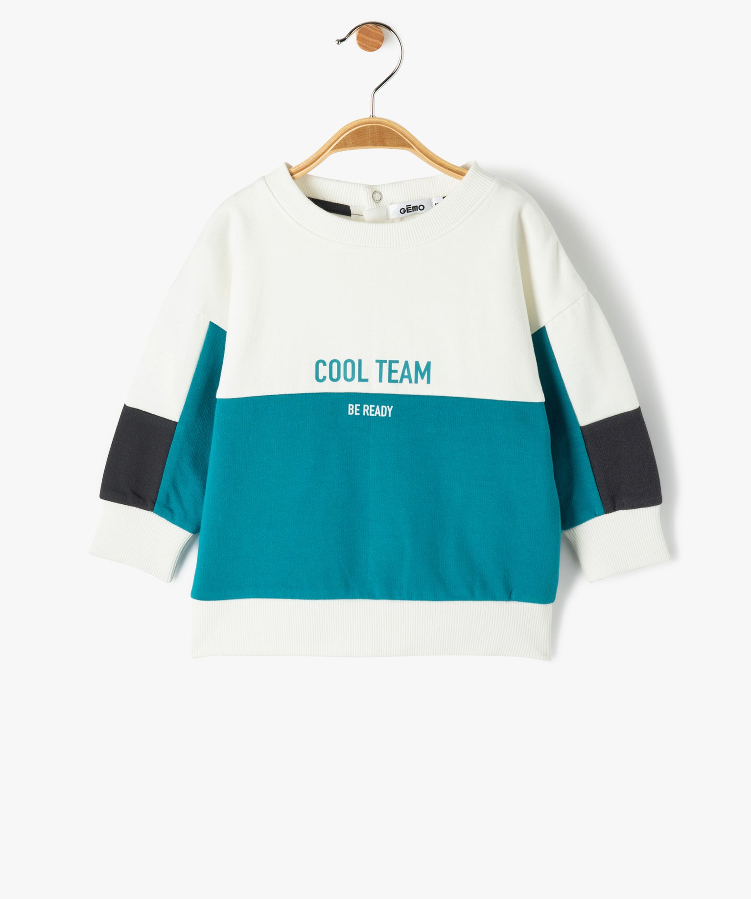 Sweat bébé Garçon en molleton tricolore ecru | GEMO