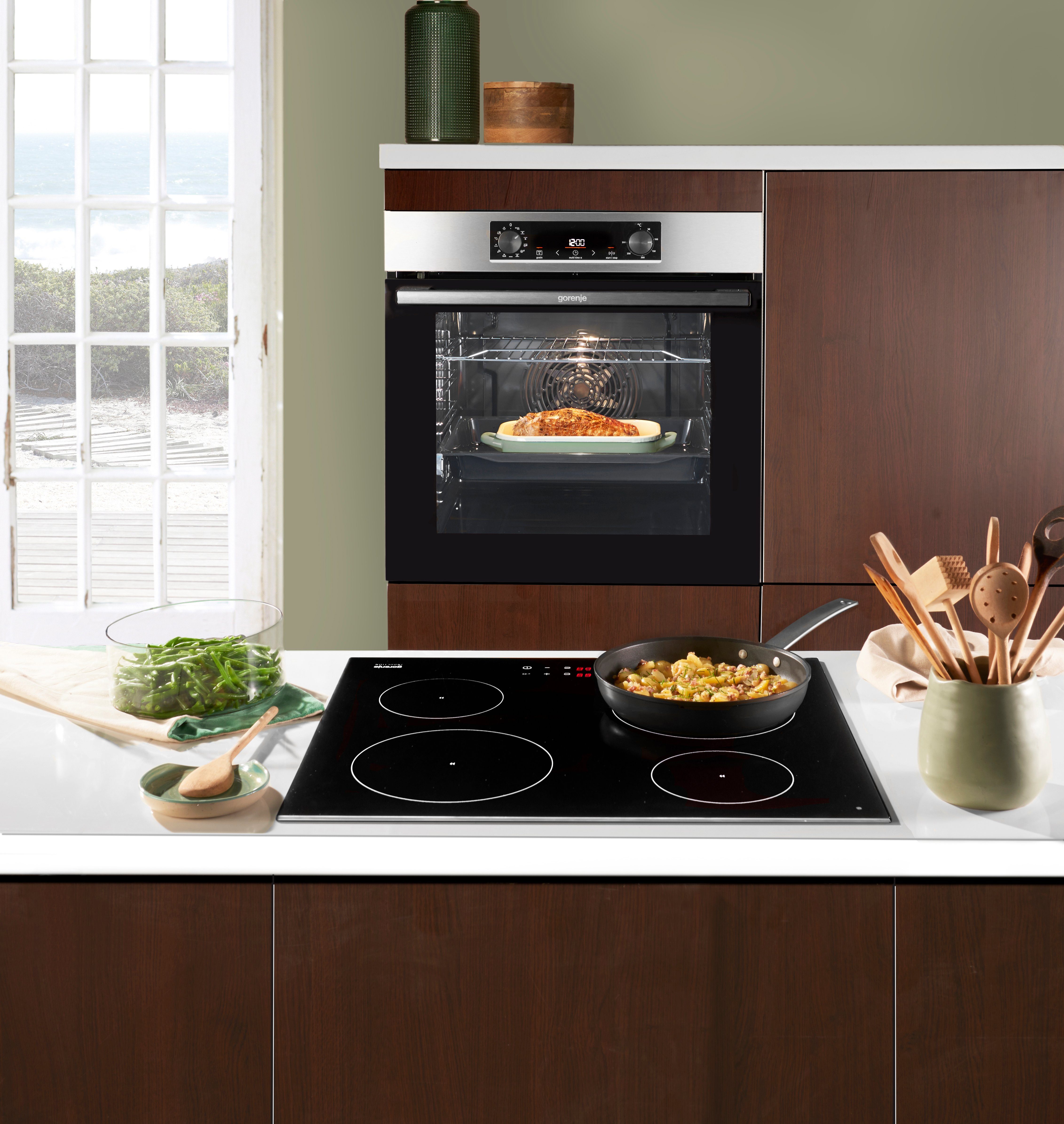 GORENJE Backofen-Set Pacific Backofen-Set Pyrolyse/Induktion 2021, mit 1-fach-Teleskopauszug, Pyrolyse-Selbstreinigung, Pyrolyse Backofen & Induktionskochfeld
