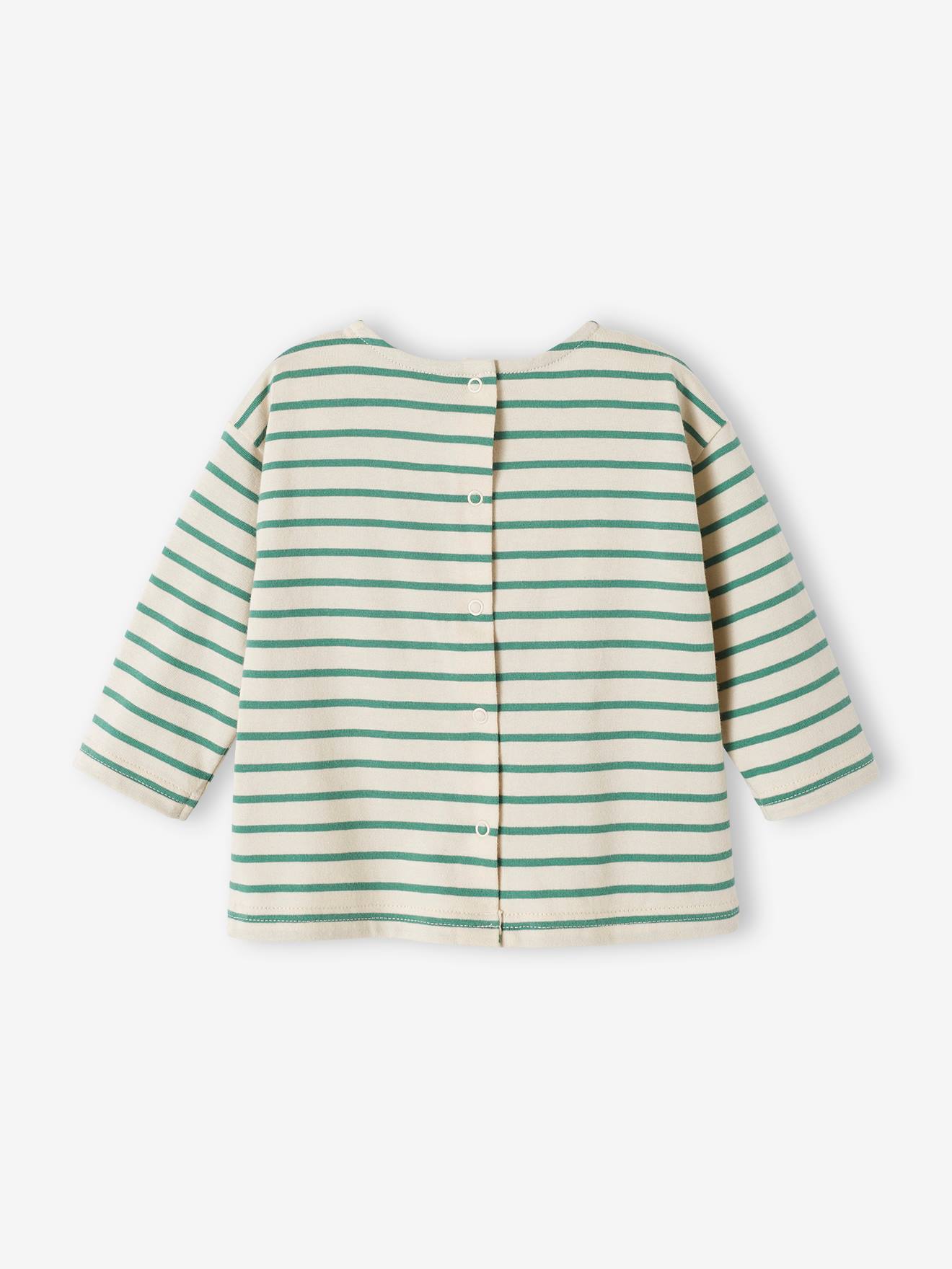 Tee-shirt rayé bébé manches longues rayé beige