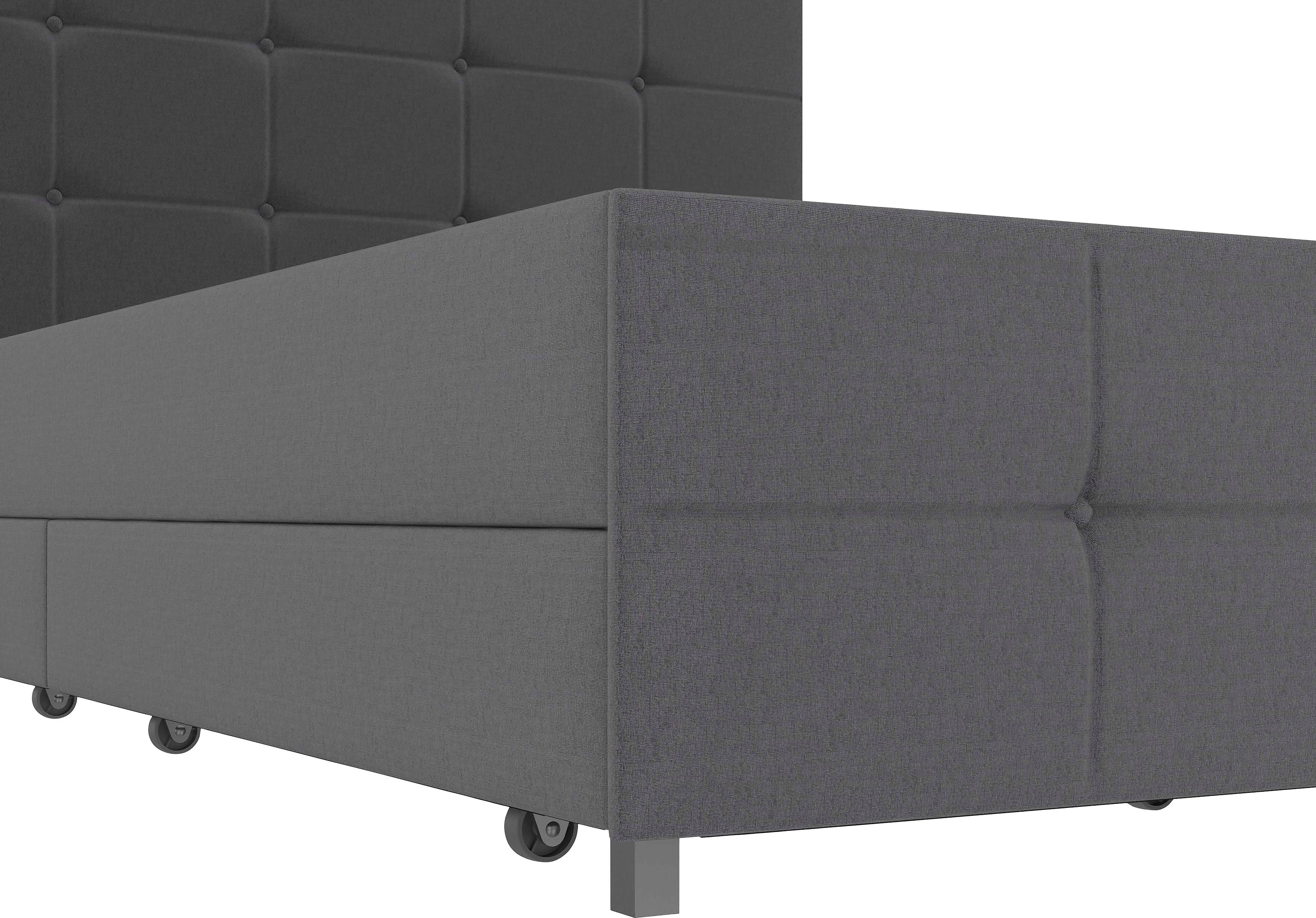 Timbers Stauraumbett Hardwick (1-tlg), mit Knopfheftung, 4 Schubkästen, Liegefläche 140x200 oder 180x200 cm