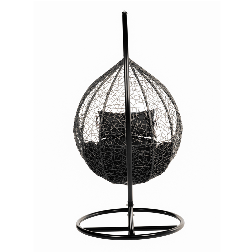 Home Deluxe Polyrattan Hängesessel CIELO - Schwarz mit Regenabdeckung