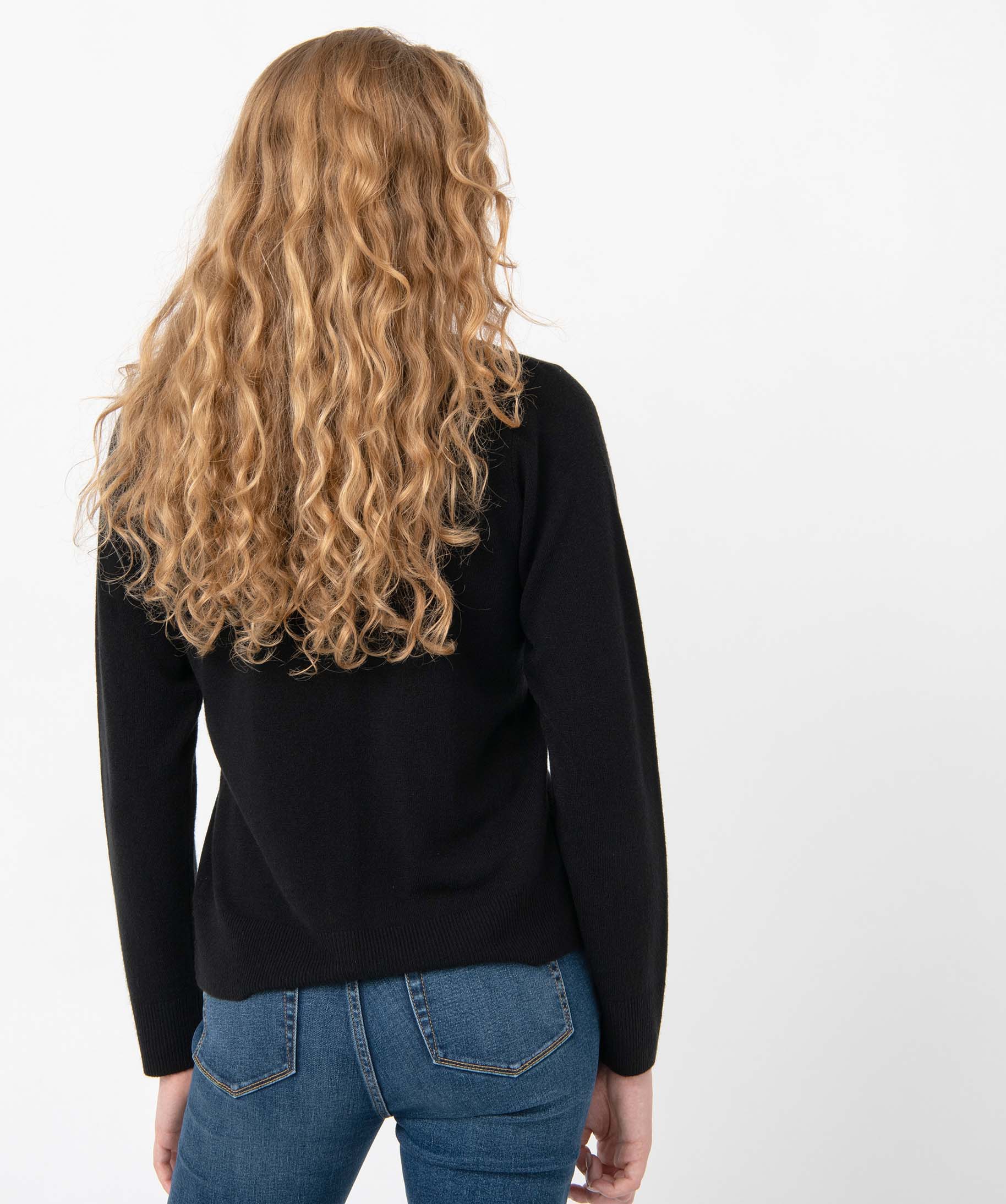 Gilet à col rond en maille fine femme noir | GEMO