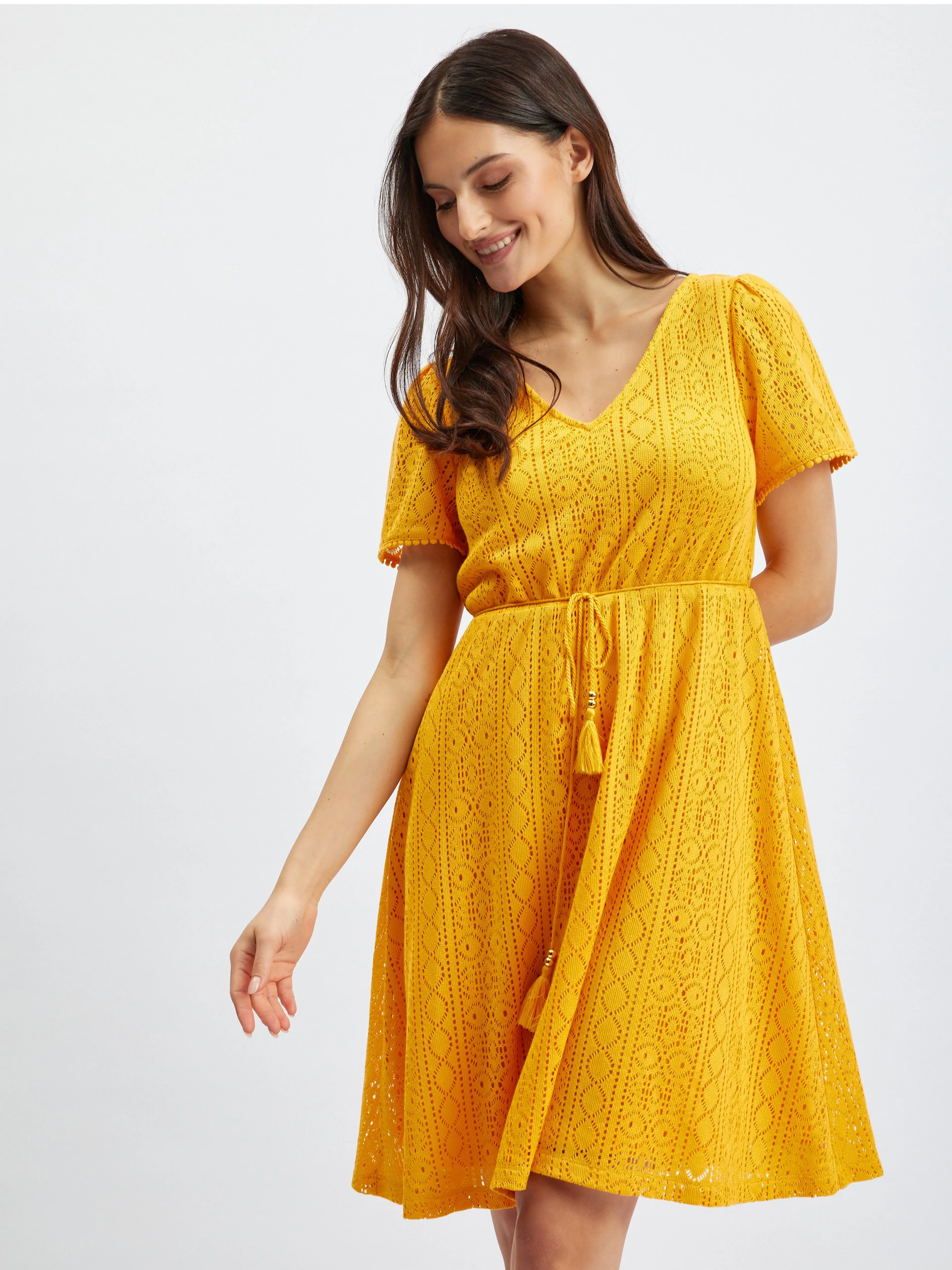 Gelbes gemustertes Damenkleid ORSAY