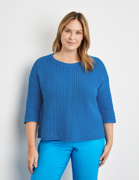 3/4 Arm Pullover aus Lochstrick